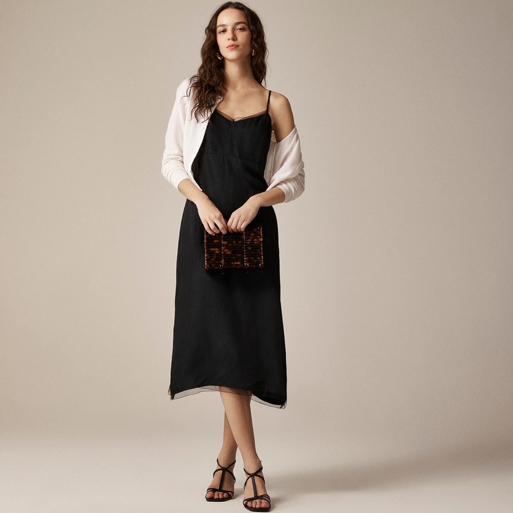 NWT J Crew Collection Natasha Slip Dress in Black Size 00 XXS $148 Style CL764